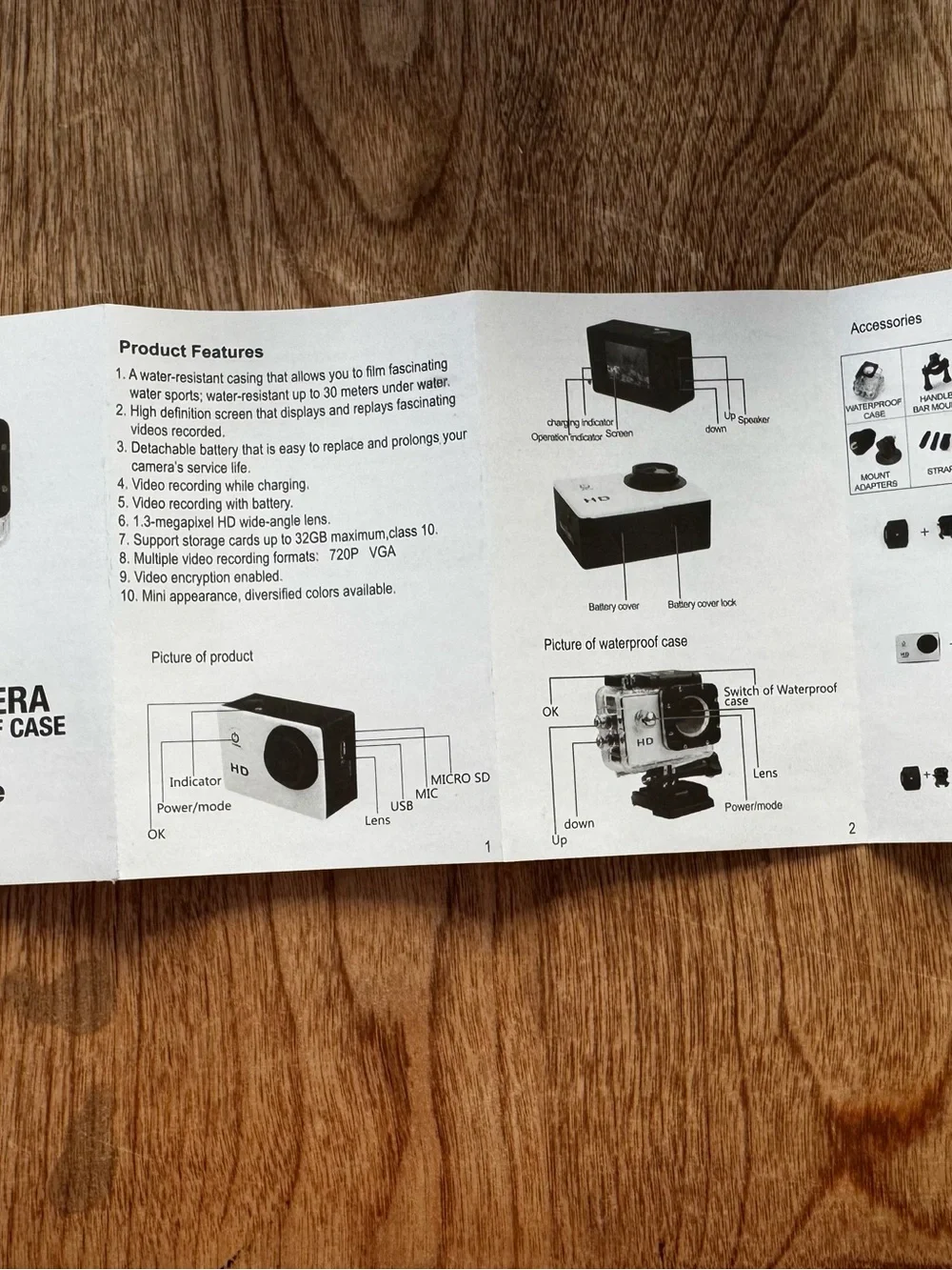 Action Cam 1080p (like GoPro)- White/Black